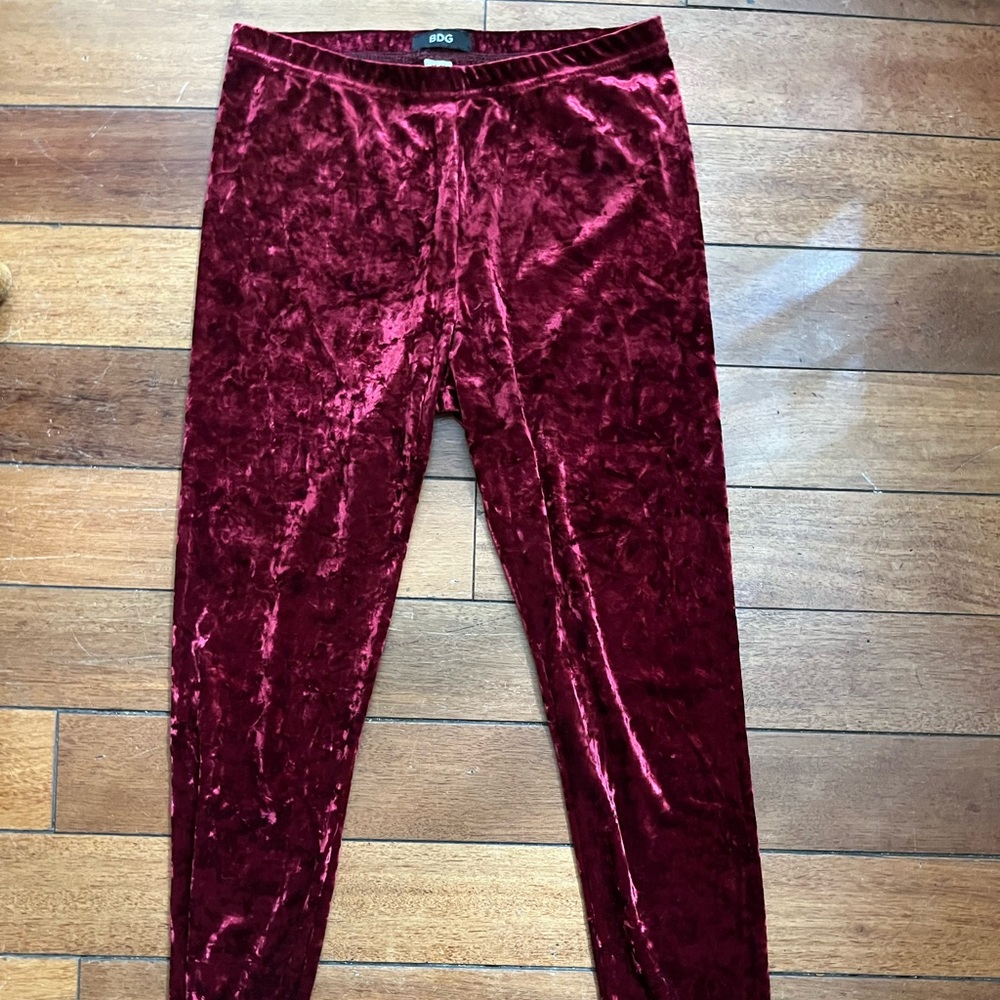 BDG crushed burgundy velvet leggings